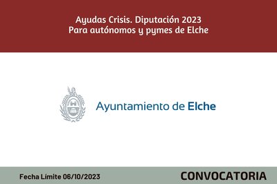 Ayudas Crisis. Diputación 2023 | Para autónomos y pymes de Elche