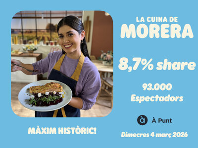 Rècord per a “La Cuina de Morera”: 93.000 espectadors de mitjana a À Punt