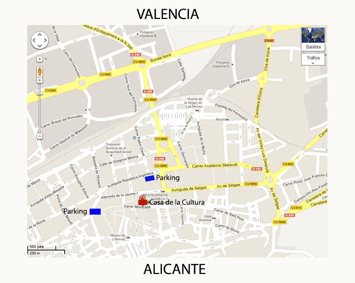 mapa xativa parkings