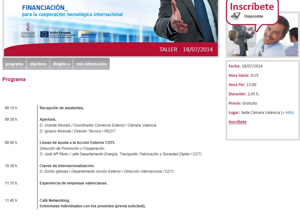 Taller CDTI: Financiación para la Cooperación Tecnológica Internacional