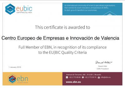 Certificado EU BIC 2019 CEEI Valencia