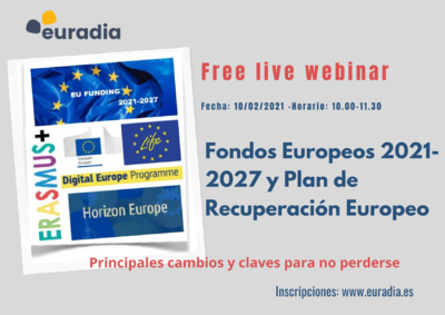 Free Live Webinar Fondos Europeos 2021-2027 y Plan de Recuperación Europeo